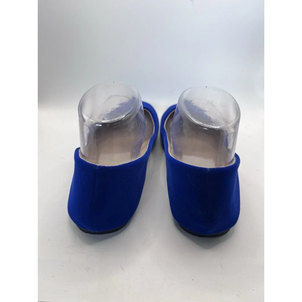 Mazing Women's Blue Solid Slip-On Pointed Toe Flat Shoes US 8 EU 39